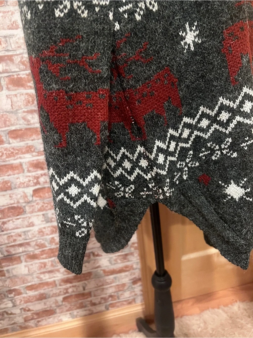 Shineflow Nordic Fair Isle Reindeer Knit Soft Tunic Sweater Winter Cabincore L
